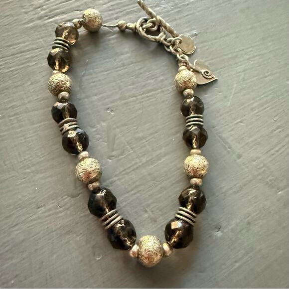 Silpada 925 Sterling Silver Smoky Quartz Beaded Bracelet - Picture 9 of 10